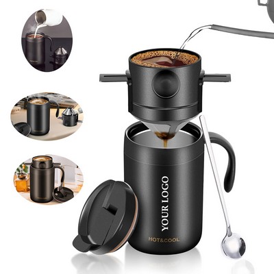 Portable Pour Over Coffee Travel Mug with Reusable Filter