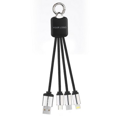 Black Charging Cable 3in1 With Custom LED Luminous Lighting Logo