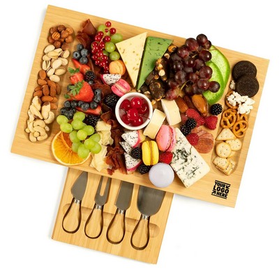 Bamboo Cheese Charcuterie Board Set