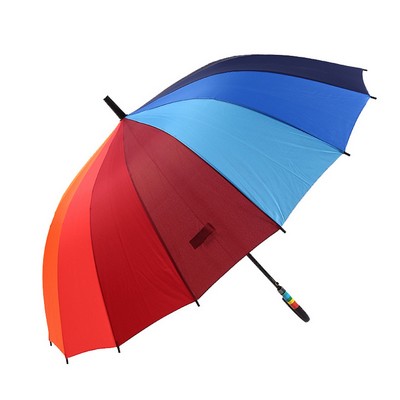 Customizable 16-Bone Windproof Rainbow Umbrella Long Handle for Business Promotion