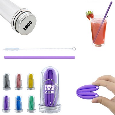 Foldable Silicone Straw With Tube Case