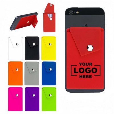 Silicone Phone Wallet with Stand and Secure Button