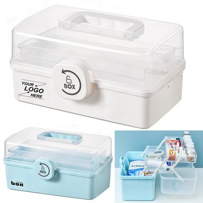 3-Tier Plastic First Aid Kit with Carry Handle