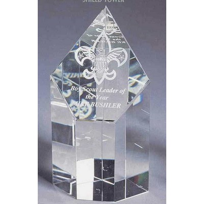 Crystal Awards/Shield Tower (6"x4"x3-1/8")