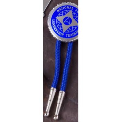 1.5" Diameter Aluminum Bolo Tie Slide & 36" Cord w/a Die Struck, Color Filled Imprint. Made USA.