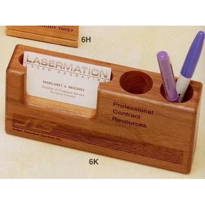 3-2/5"x7-1/2" Walnut Business Card Holder And Desk Caddy (6k)