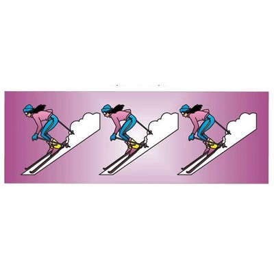 Female Skier Panoramic Badge w/ Bar Pin (1.625"x4.625")