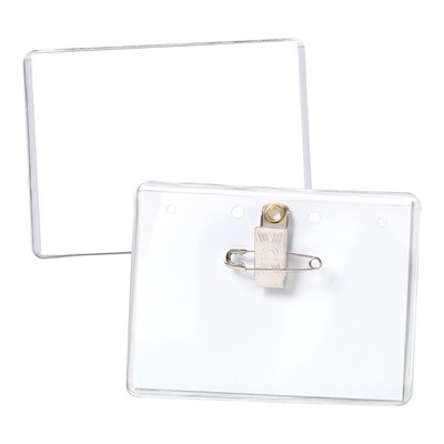 Vinyl Name Tag Holder w/ Pin Clip Attachment (4"x3")