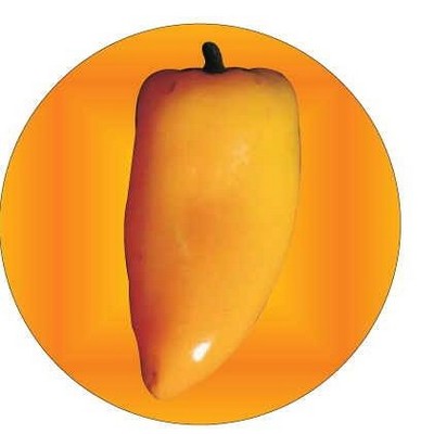 Yellow Chili Pepper Round Badge w/ Bar Pin (2 1/2" Diameter)