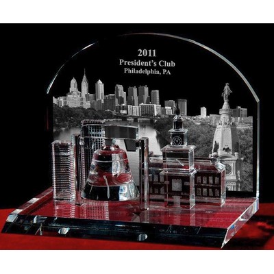 Crystal Philadelphia Cityscape Sculpture (5 1/4")