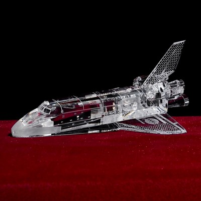 Crystal Space Shuttle Sculpture w/Custom Etching (6")