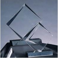 Diamond Clear Acrylic Award w/ Black Base - 5 1/4"x4 3/4"x3/4"