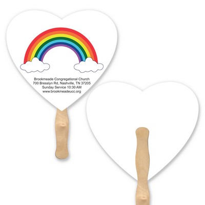 Heart Shape Full Color Digital Single Sided Paper Hand Fan