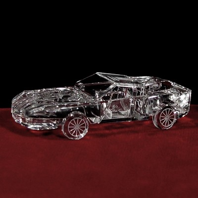 Crystal Sports Car Sculpture w/Custom Etching (8")