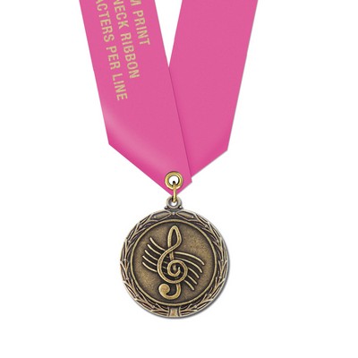 1 1/2" Music Cast MX Medal w/ Satin Neck Ribbon