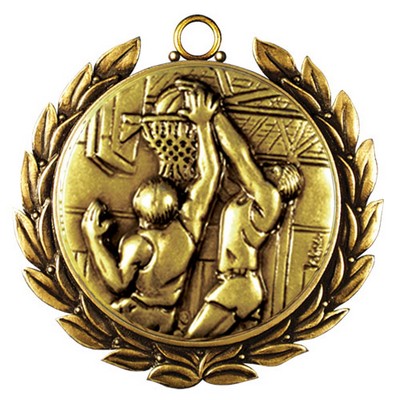 Regency Stock Medal w/ Wreath (Basketball Male) 2 3/4"