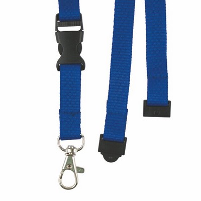 Blank 1/2" Flat Lanyard w/Clasp, Buckle, and Snap Breakaway