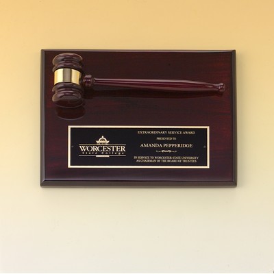 Rosewood Piano Finish Gavel Plaque (9"x 12")