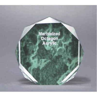 Octagon Acrylic Green Marbleized Award - 5" Diameter