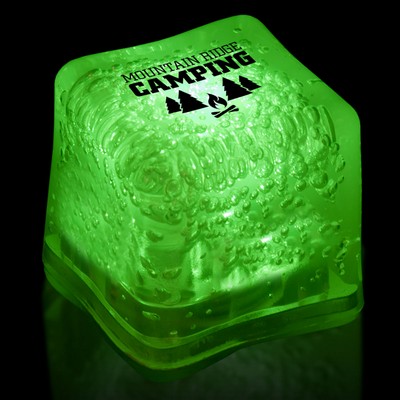 1 3/8" Pad Printed Green Lited Ice Cube