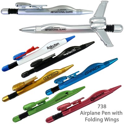 Delightful Airplane Ballpoint Custom Pens With Folding Wings - Air Force, Navy, Aerospace