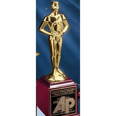 Classic Achiever Metal Figurine Trophy on Piano Finish Base (13 1/2")