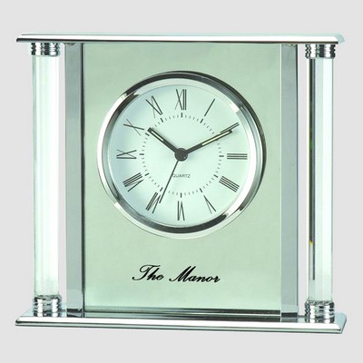 Silver Glass Mirror Quartz Executive Clock