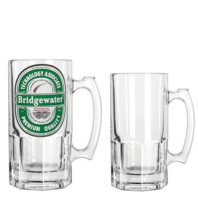 34 Oz. Clear Glass Beer Tankard - Dishwasher Resistant - Precision Spot Color