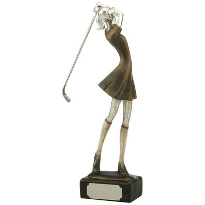 Golfer, Female Multi-color Resin Figurine - 12-3/4"