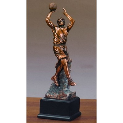 Basketball Player - Large Antique Bronze Resin - 4"W x 12"H