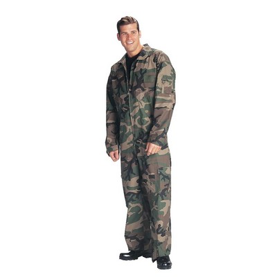 Adult Woodland Camouflage Long Sleeve Flightsuit (3XL)