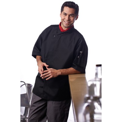 Unisex Black Tunic Style Moisture Control Chef's Coat (XS-XL)