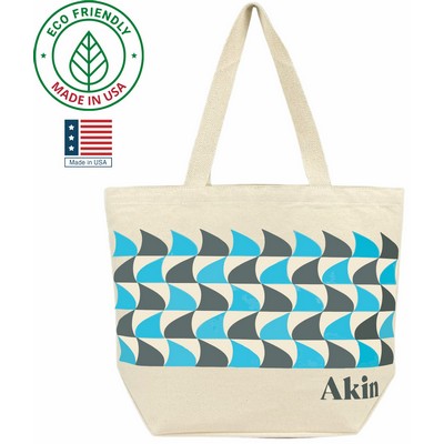 11 oz Cotton Canvas Made in USA Tote Bag (E2E) - Eco Friendly Patriot Tote 18 x 14 x 6