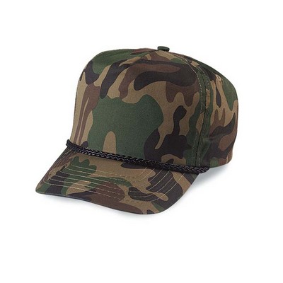 5 Panel Structured Crown Cotton Twill Cap