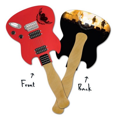 Mini Hand Fan - 5.25x5.5 Guitar Shaped Laminated - 14 pt.