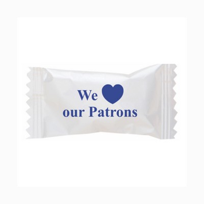 Chocolate Buttermints in a "We Love Our Patrons" Wrapper