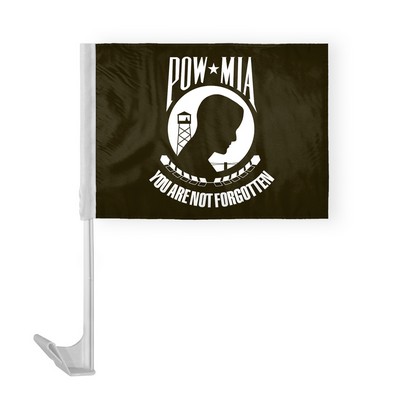 POW MIA Car Flags 10.5x15 inch Premium (black & white)