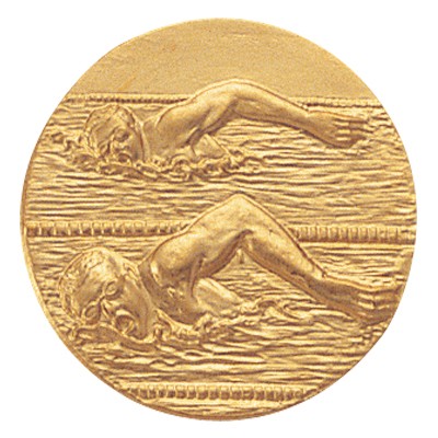 1" Stamped Male Swimmer Medallion Disc