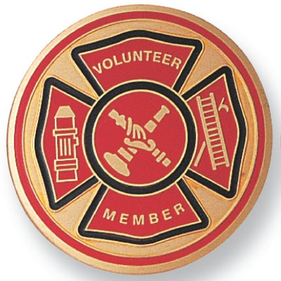 2" Fire Department Volunteer Etched Enamel Medallion Insert Disc