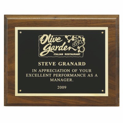 Horizontal Genuine Walnut w/Black Screened Plate (9"x7")