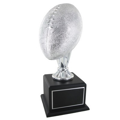 17" Silver Football Trophy w/10½" Ball on Black Base