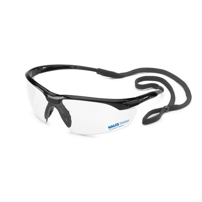 Black frame, flexible temple, clear, anti-fog lens, Conqueror safety glasses