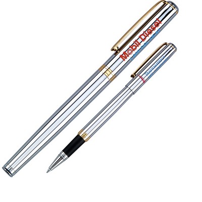 Cap off Brass rollerball Pen w/ Shiny Chrome Finish