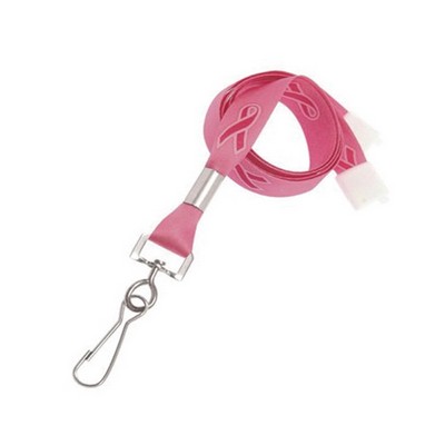 5/8" Breast Cancer Dye Sub Lanyard W/ Breakaway