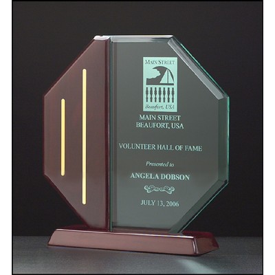 Octagon Acrylic Award on a Piano Finish Base (8 1/8"x8 5/8")