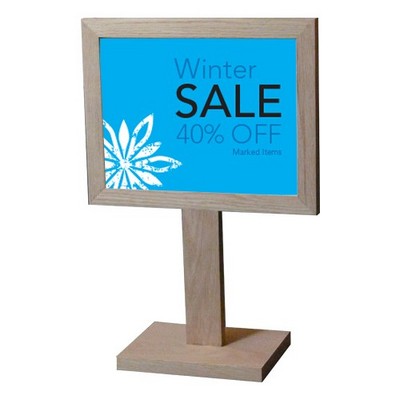 Countertop Pedestal Base Sign Holder w/1" Frame - Holds 11"W x 8.5"H Insert