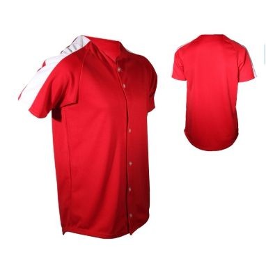 Adult 10 Oz. Stretch Double Knit Pro-Style Full Button Jersey Shirt w/ Contrasting Sleeve Panel