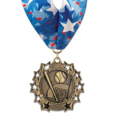 2 1/4" Baseball TS Medal w/ Stock Millennium Neck Ribbon