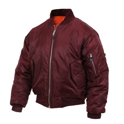 Adult Maroon Red MA-1 Military Flight Jacket (XS-XL)