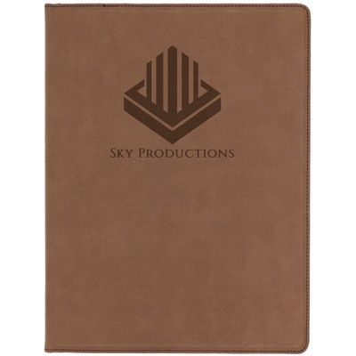 Portfolio with Notepad, Dark Brown Faux Leather, 9 1/2" x 12"